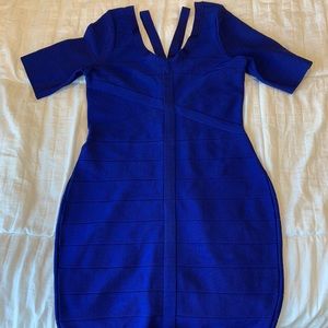 Royal blue bodycon midi dress